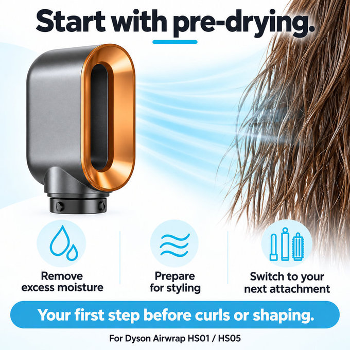 Gyorsszárító fej Dyson Airwrap HS01, HS05 készülékhez, Nickel / Copper