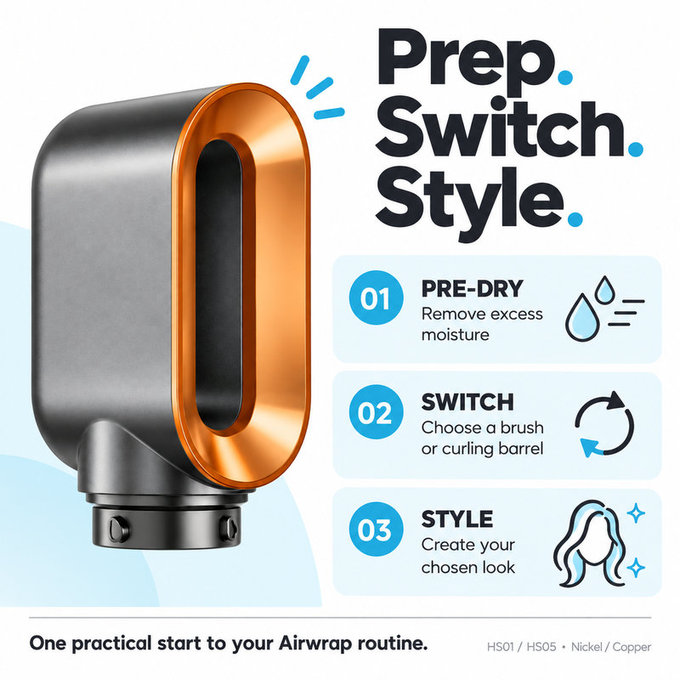 Gyorsszárító fej Dyson Airwrap HS01, HS05 készülékhez, Nickel / Copper