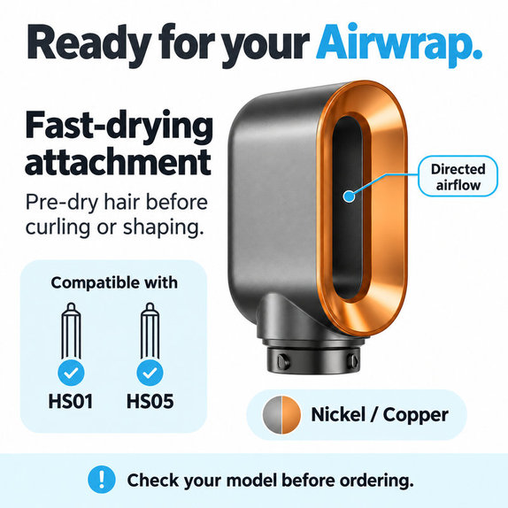 Gyorsszárító fej Dyson Airwrap HS01, HS05 készülékhez, Nickel / Copper