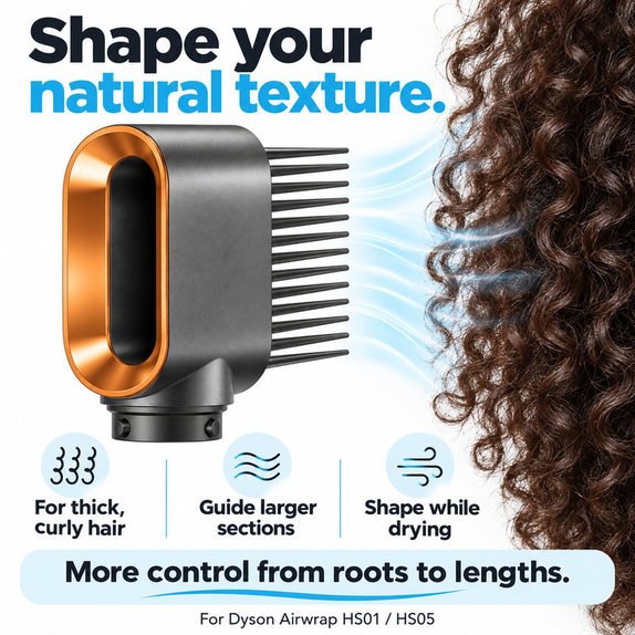 Széles fogú fésű Dyson Airwrap HS01, HS05 készülékhez, Nickel / Copper