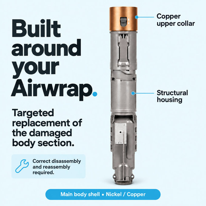 Főegység burkolata Dyson Airwrap HS01, HS05 készülékhez, Nickel / Copper