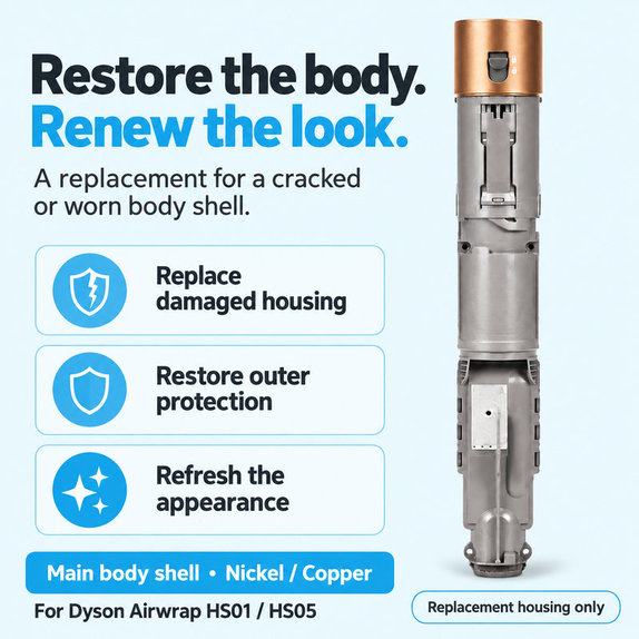 Főegység burkolata Dyson Airwrap HS01, HS05 készülékhez, Nickel / Copper
