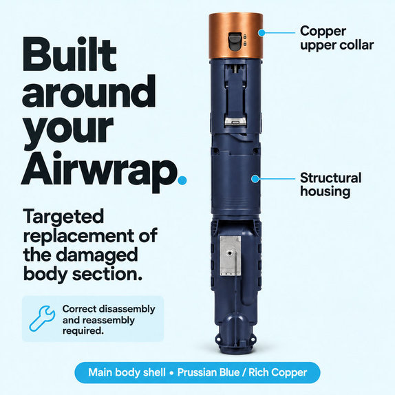 Főegység burkolata Dyson Airwrap HS01, HS05 készülékhez, Prussian Blue / Rich Copper