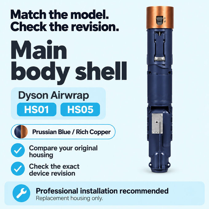 Főegység burkolata Dyson Airwrap HS01, HS05 készülékhez, Prussian Blue / Rich Copper