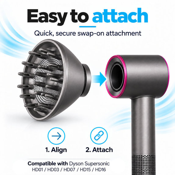 Diffúzor Dyson Supersonic HD01, HD03, HD07, HD15, HD16 készülékhez, Black / Nickel