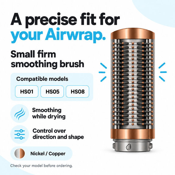Kis kemény simító kefe Dyson Airwrap HS01, HS05, HS08 készülékhez, Nickel / Copper