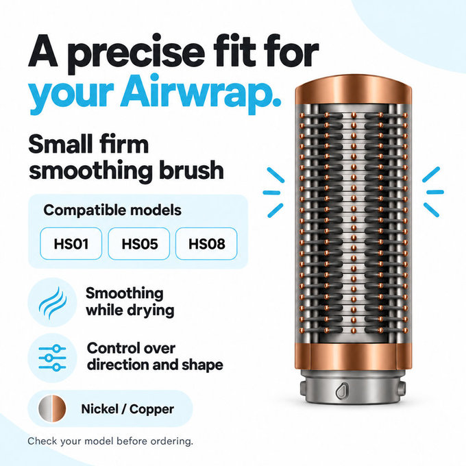 Kis kemény simító kefe Dyson Airwrap HS01, HS05, HS08 készülékhez, Nickel / Copper