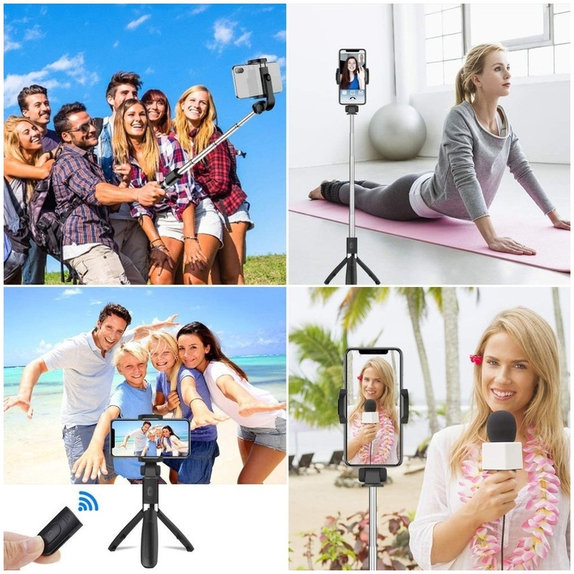 Selfie bot állvánnyal L02S, fekete, Tech-Protect