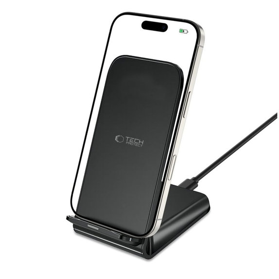 Vezeték nélküli töltő QI15W-S2 15W, fekete, Tech-Protect