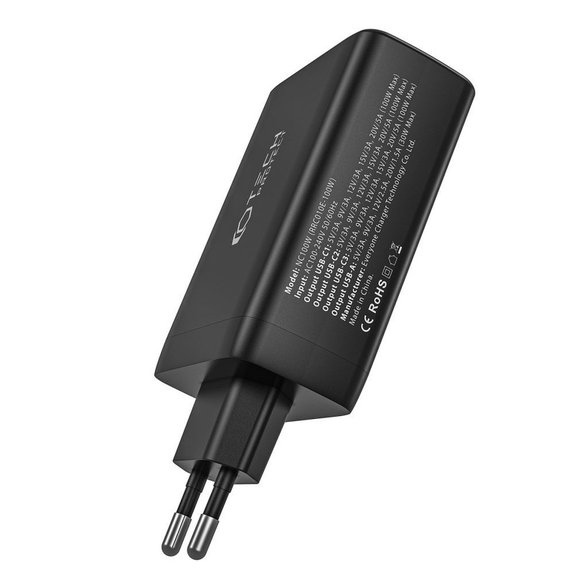 Hálózati töltő NC100W-GAN 4-PORT PD 100W / QC3.0, fehér, Tech-Protect