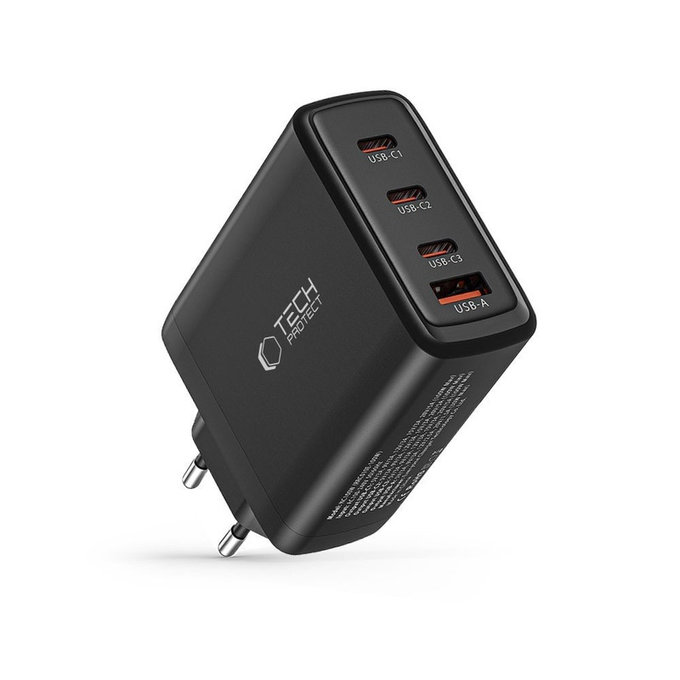 Hálózati töltő NC100W-GAN 4-PORT PD 100W / QC3.0, fekete, Tech-Protect