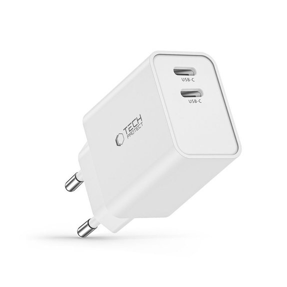Hálózati töltő C35W 2-PORT PD 35W, fehér, Tech-Protect