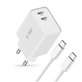 Hálózati töltő C35W 2-PORT PD 35W + USB-C Cable, fehér, Tech-Protect