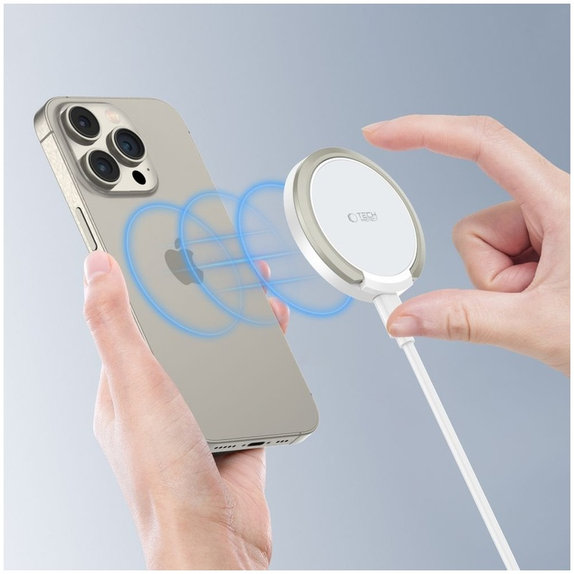 Vezeték nélküli töltő QI15W-A33 Magnetic MagSafe, fehér, Tech-Protect