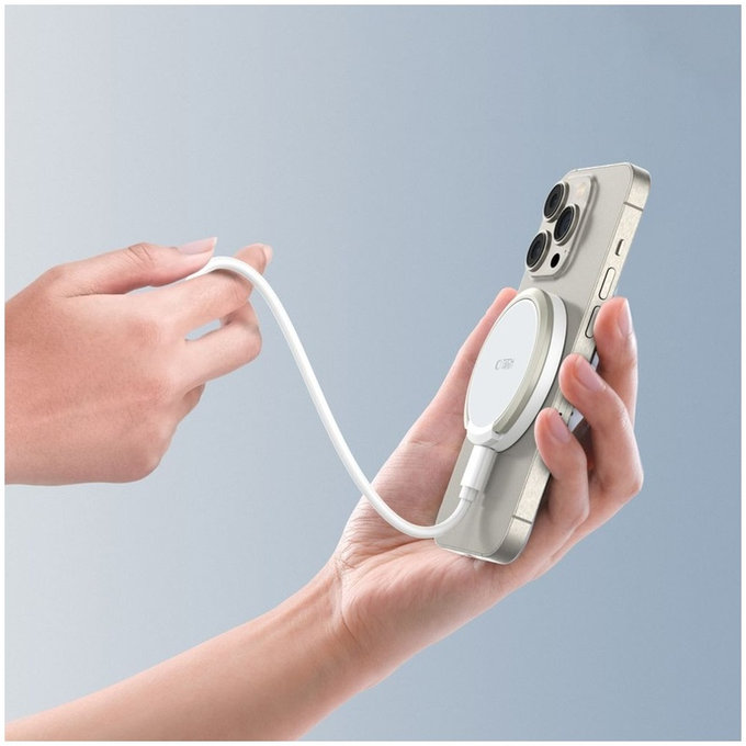 Vezeték nélküli töltő QI15W-A33 Magnetic MagSafe, fehér, Tech-Protect