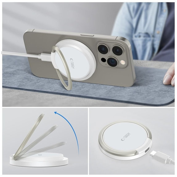 Vezeték nélküli töltő QI15W-A33 Magnetic MagSafe, fehér, Tech-Protect