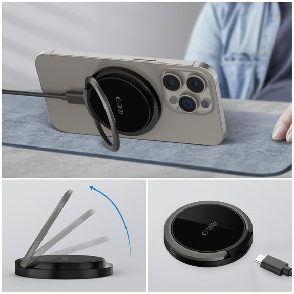 Vezeték nélküli töltő QI15W-A33 Magnetic MagSafe, fekete, Tech-Protect