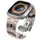 Szíj Stainless Line Apple Watch 8 / 9 / 10 / 11 / SE / Ultra (44 / 45 / 46 / 49 mm), Titanium/Orange, Tech-Protect