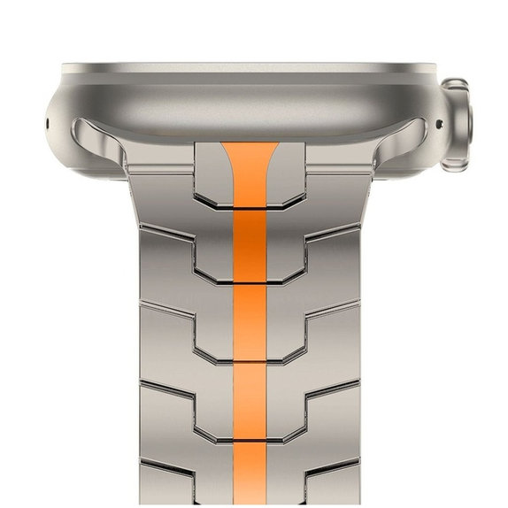 Szíj Stainless Line Apple Watch 8 / 9 / 10 / 11 / SE / Ultra (44 / 45 / 46 / 49 mm), Titanium/Orange, Tech-Protect