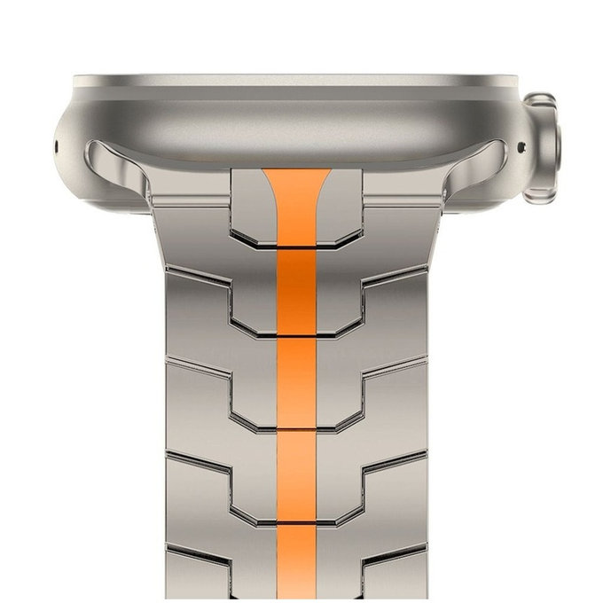 Szíj Stainless Line Apple Watch 8 / 9 / 10 / 11 / SE / Ultra (44 / 45 / 46 / 49 mm), Titanium/Orange, Tech-Protect