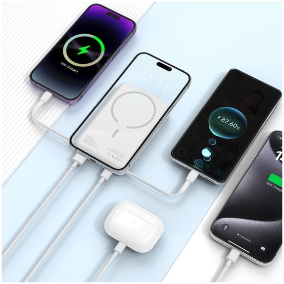 Powerbank PB31 Lifemag MagSafe 10000mAh, fehér, Tech-Protect
