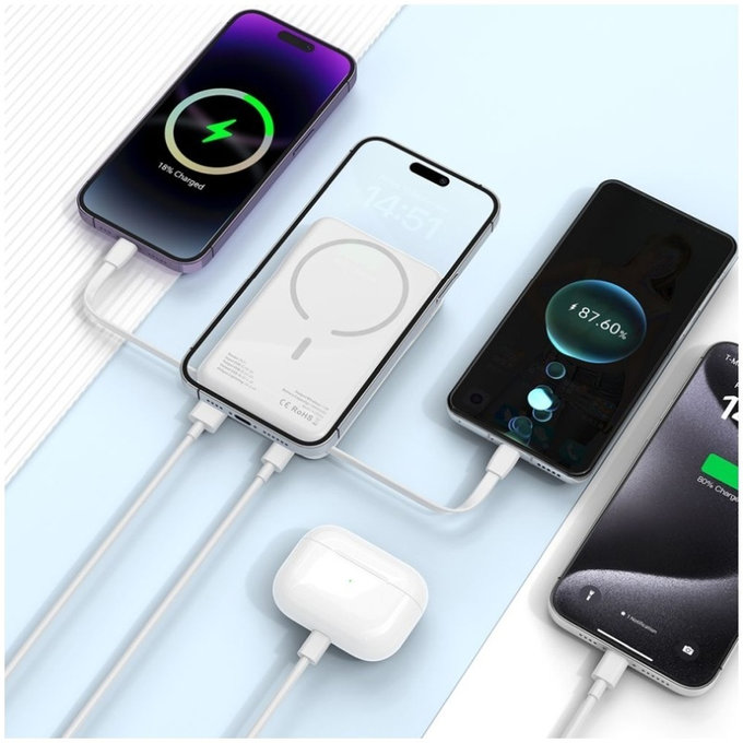 Powerbank PB31 Lifemag MagSafe 10000mAh, fehér, Tech-Protect
