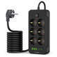 Hálózati töltő PC6X6 Power Strip 3 USB & 3 USB-C & 6 Socket 200cm, fekete, Tech-Protect