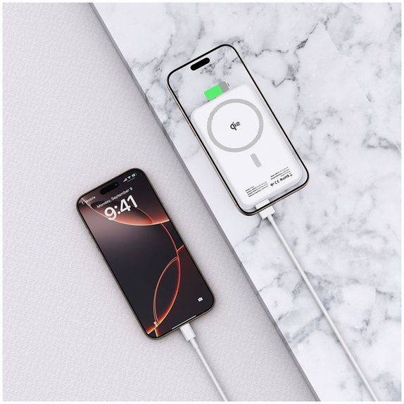 Powerbank PB24 Lifemag Qi2 MagSafe 10000mAh, fehér, Tech-Protect