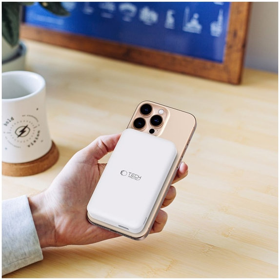 Powerbank PB24 Lifemag Qi2 MagSafe 10000mAh, fehér, Tech-Protect