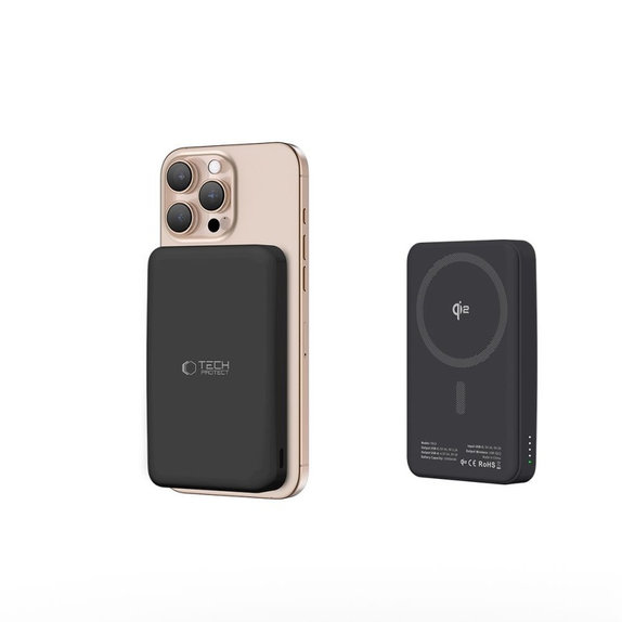 Powerbank PB24 Lifemag Qi2 MagSafe 10000mAh, fekete, Tech-Protect