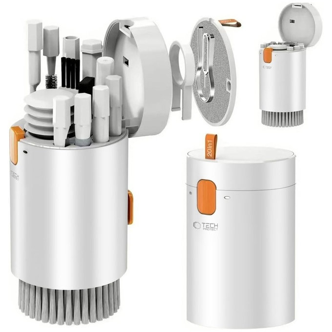 Tisztítókészlet CS01 20 az 1-ben elektronikai eszközökhöz, fehér, Tech-Protect