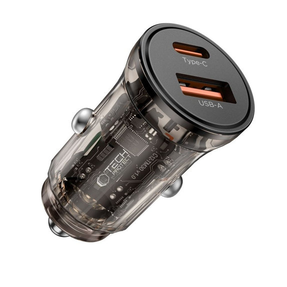 Autós töltő CC01 2-PORT PD 45W / QC3.0, fekete, Tech-Protect