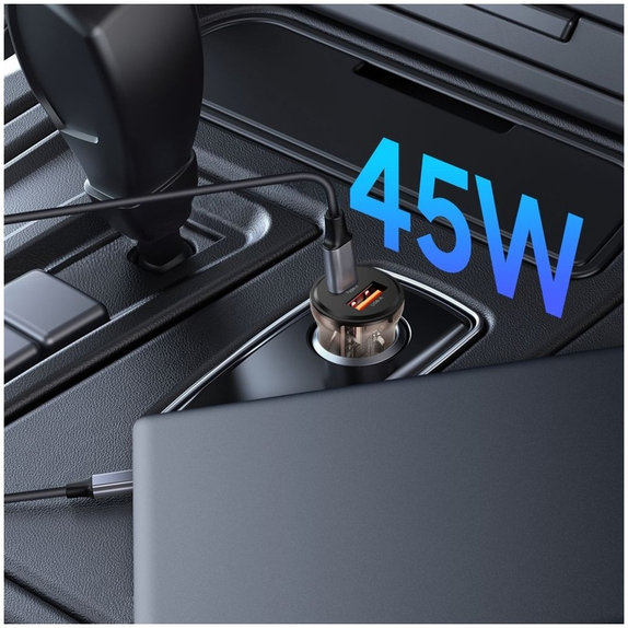 Autós töltő CC01 2-PORT PD 45W / QC3.0, fekete, Tech-Protect