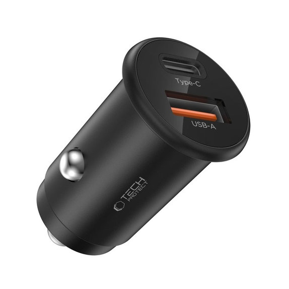 Autós töltő CC02 2-PORT PD 35W / QC3.0, fekete, Tech-Protect