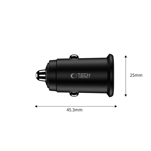 Autós töltő CC02 2-PORT PD 35W / QC3.0, fekete, Tech-Protect