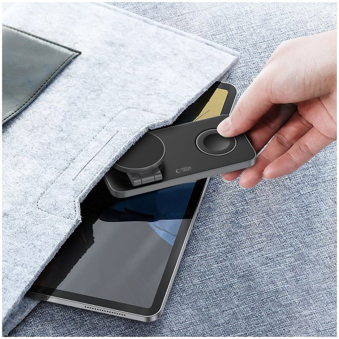 Vezeték nélküli töltő QI15W-A47 3IN1 Magnetic MagSafe, fekete, Tech-Protect