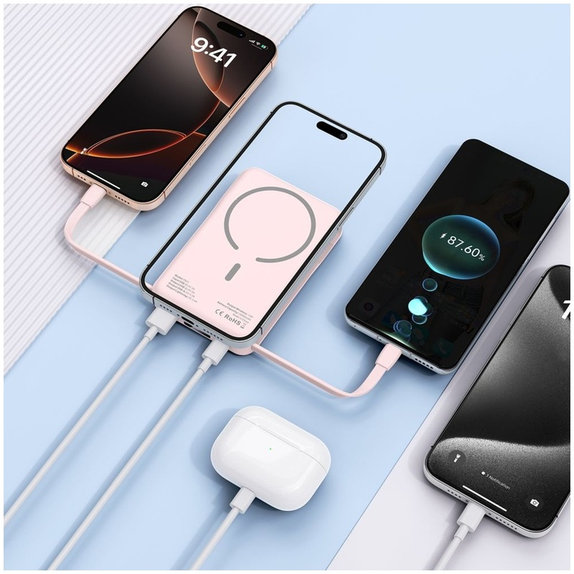 Powerbank PB31 Lifemag MagSafe 10000mAh, rózsaszín, Tech-Protect