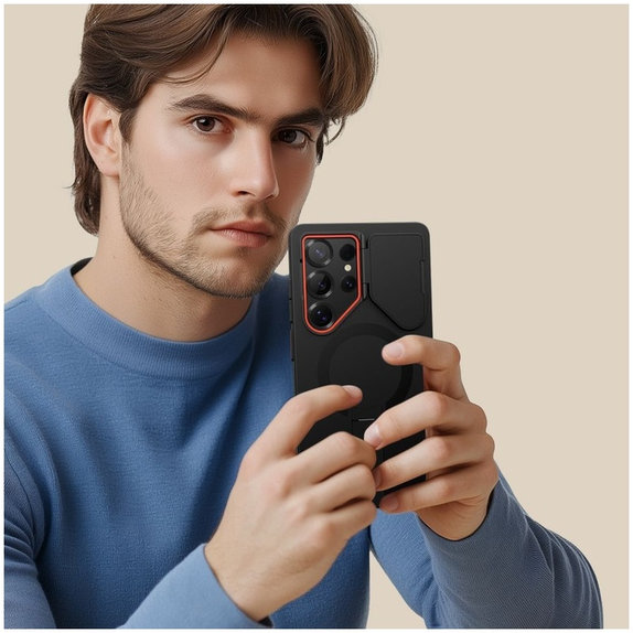 Tok Kevlar Aura MagSafe Samsung S25 Ultra, fekete/narancssárga, Tech-Protect