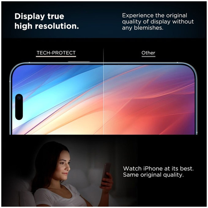 Edzett üveg Quick Set+ 2-PACK iPhone 15 / 16, fekete, Tech-Protect