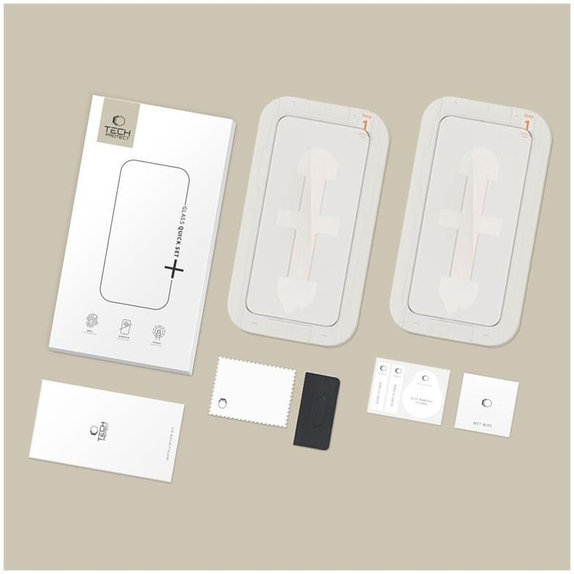 Edzett üveg Quick Set+ 2-PACK iPhone 15 / 16, fekete, Tech-Protect