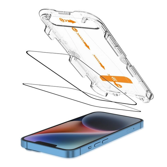 Edzett üveg Quick Set+ 2-PACK iPhone 13 / 13 Pro / 14 / 16E / 17E, fekete, Tech-Protect