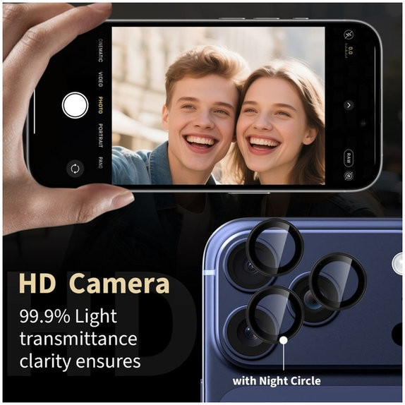 Kameravédő Camring Fit+ iPhone 14 Pro / Max / 15 Pro / Max / 16 Pro / Max / 17 Pro / Max, átlátszó, Tech-Protect