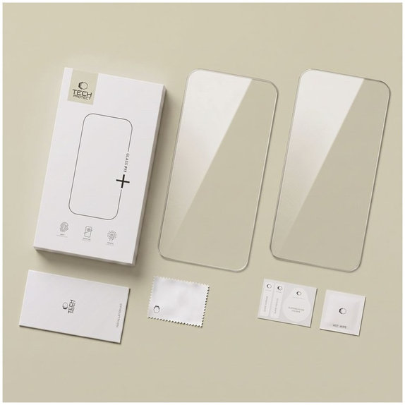 Edzett üveg Glass Fit+ 2-PACK iPhone 16 Pro / 17 / 17 Pro / 18 Pro, átlátszó, Tech-Protect