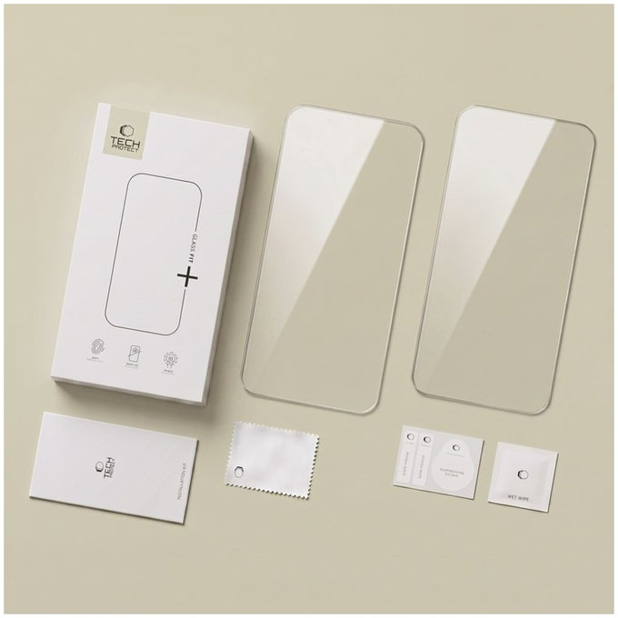 Edzett üveg Glass Fit+ 2-PACK iPhone 16 Pro / 17 / 17 Pro / 18 Pro, átlátszó, Tech-Protect