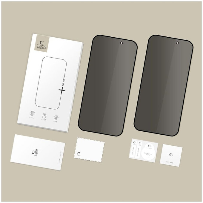 Privacy edzett üveg Glass Spy+ 2-PACK iPhone 16 Pro / 17 / 17 Pro, privacy, Tech-Protect