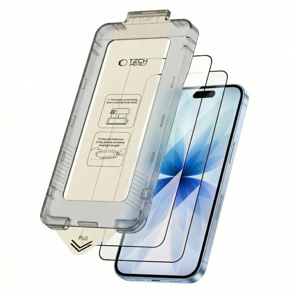 Edzett üveg Quick Set+ 2-PACK iPhone 17, fekete, Tech-Protect
