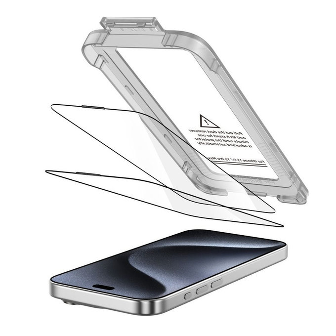 Edzett üveg Quick Set+ 2-PACK iPhone 15 Pro, fekete, Tech-Protect