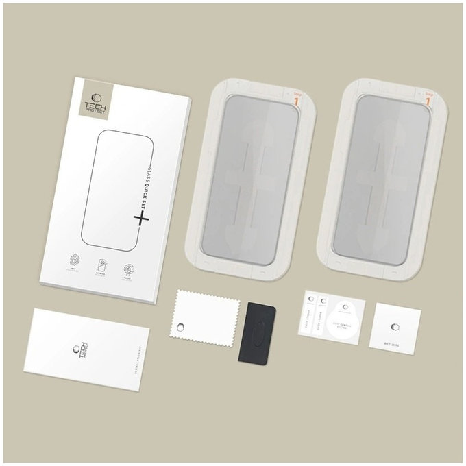 Privacy edzett üveg Quick Set Spy+ 2-PACK iPhone 13 / 13 Pro / 14 / 16E / 17E, privacy, Tech-Protect