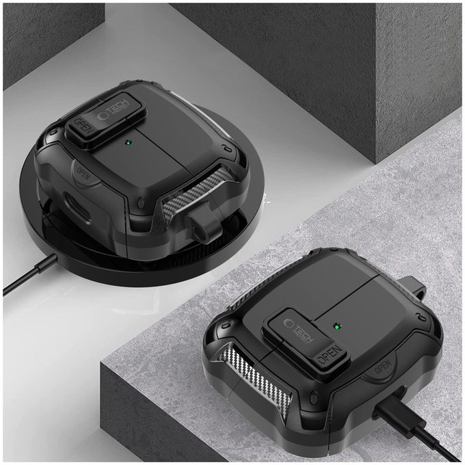 Fülhallgató tok Carbonox MagSafe Samsung Buds 3 / 3 FE / 3 Pro, fekete, Tech-Protect
