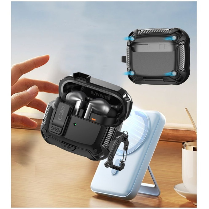 Fülhallgató tok Carbonox MagSafe Samsung Buds 3 / 3 FE / 3 Pro, fekete, Tech-Protect